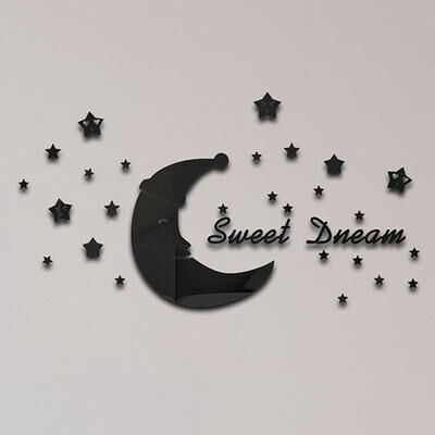 Inspired Deals Acrylic Mirror Wall Stickers 32PCS 3D DIY Home Wall Decoration Set black