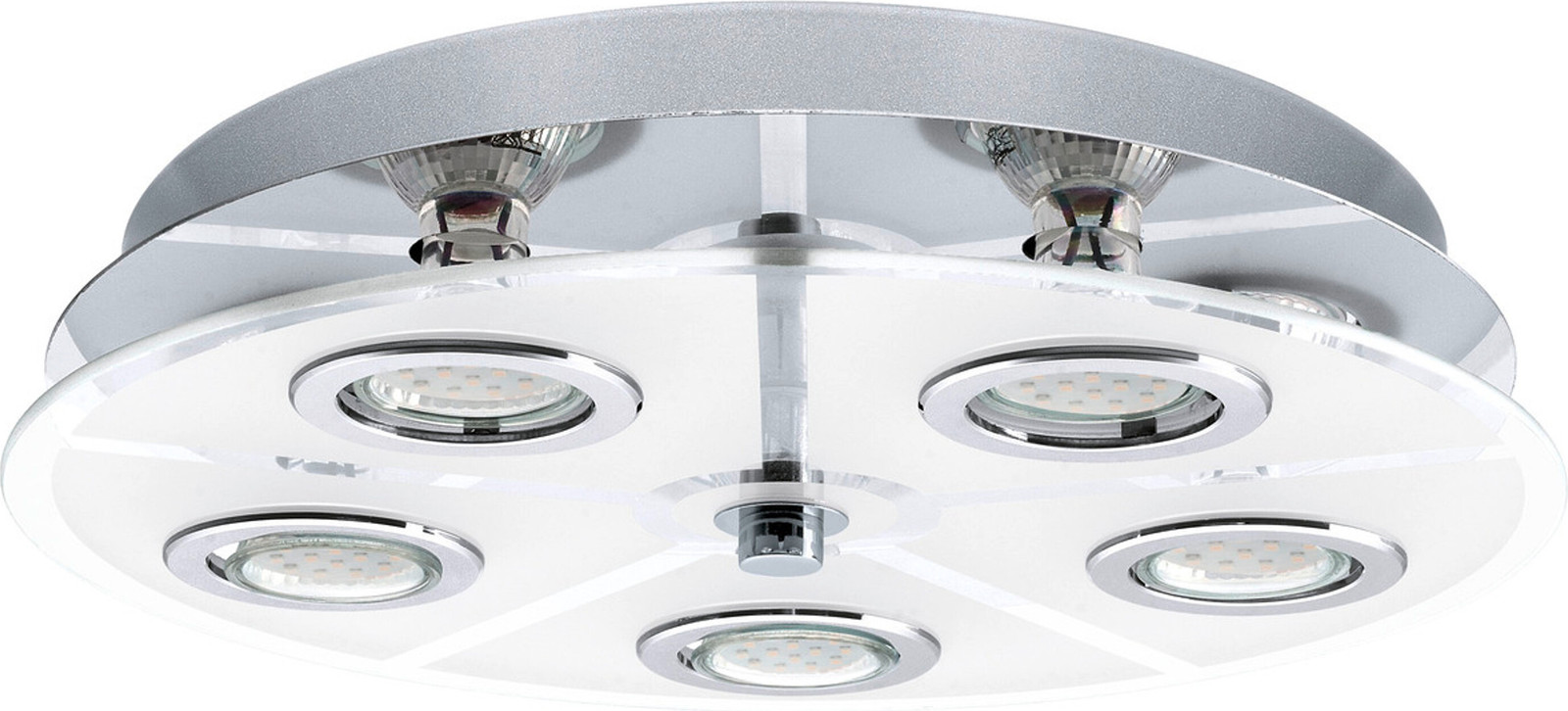 Eglo Cabo Round Led Plafondlamp - Chroom en Wit - Diameter: 35 cm