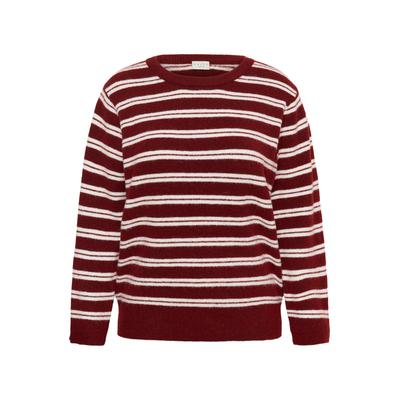 Strickpullover KAFFE CURVE "KAFFE Curve Strickpullover KCcallinea", Damen, Gr. S, rot (zinfandel, weiß stripe), Pullover Strickpullover