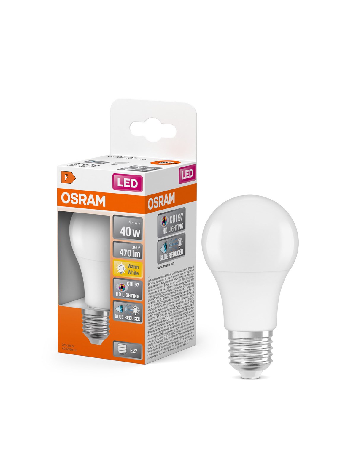 Osram LED-Lampe LED Comfort standard frosted 470lm 4.9W/927 (40W) E27