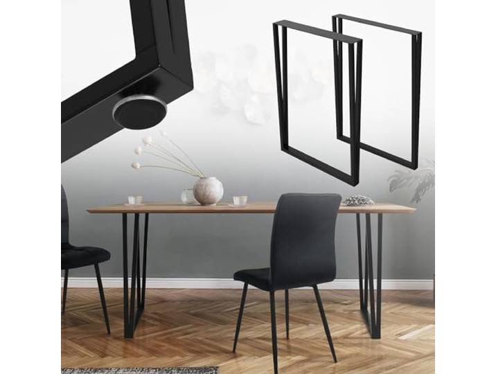 ML-Design 2 Stück Tischbeine 50xH71,5cm, Tischkufen rechteckige Form, Stahl pulverbeschichtet, Schwarz, Industriedesign, Kufengestell Esstisch/Schreibtisch, Tischgestell, Metall Möbelfüße DIY-Projekte
