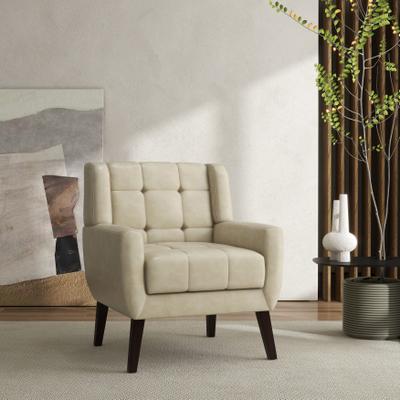 DREAMSIDEA Modern Tufted Wingback Accent Chair Linen/Faux Leather/Velvet Armchair