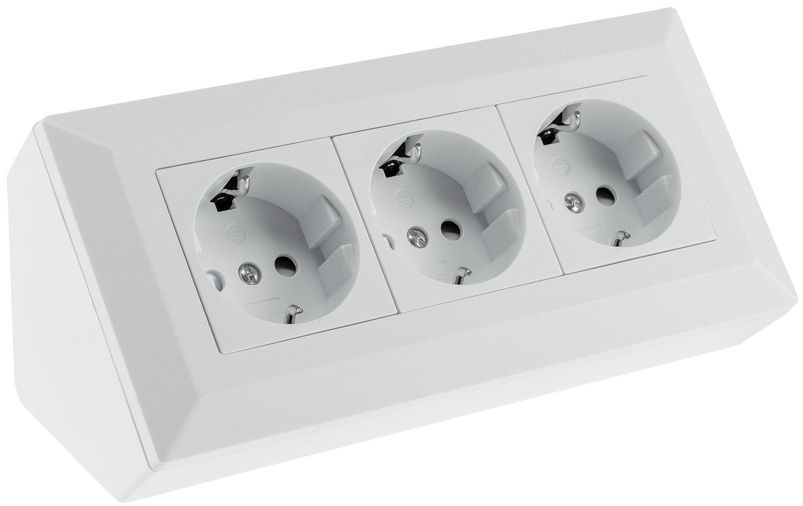 ChiliTec stopcontactblok met 3 stopcontacten, mat wit, voor inbouwmontage, 250V/16A