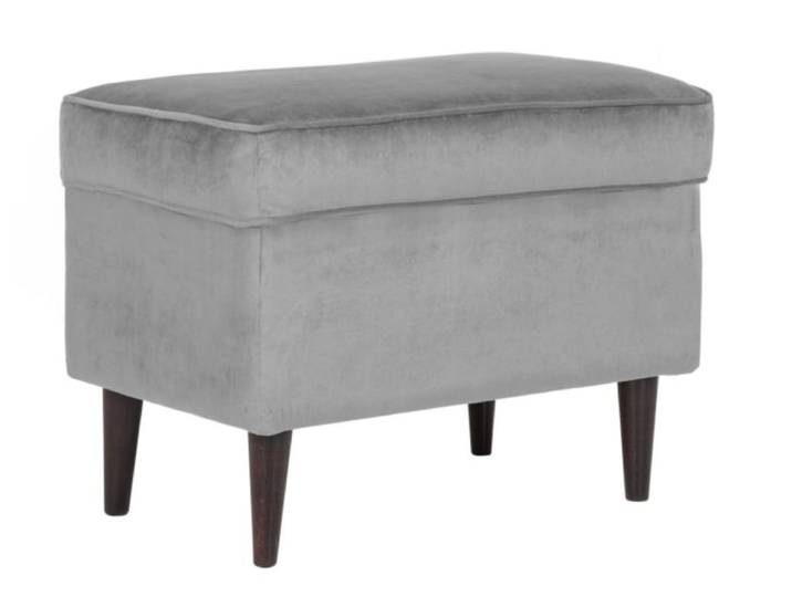 Pouf design velours de polyester gris et wengé