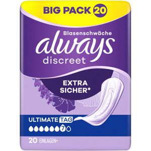 always Inkontinenzeinlagen discreet Ultimate Tag, für Damen, 7 Tropfen, 20 Stück