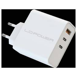 LC Power LC-GAN-65 USB Ladegerät 65 W 2x USB-C®, 1x USB-A USB PD 3.0 Weiß Innenbereich GaN, Schnellladegerät, USB Power Delivery (USB-PD)