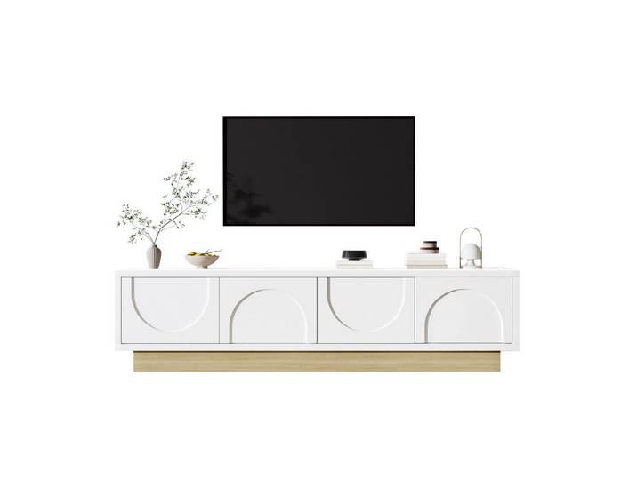 Welltin TV-Schrank Fernsehschrank mit Kurvendesign und Push-to-Open 175x40x41,5 cm, geschwungenes Kurvendesign, Push-to-Open, 2 Regalböden