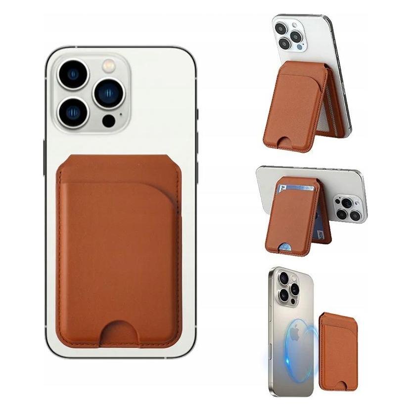 Jabees MagWallet Secure - Magnetische MagSafe-Geldbörse - 4 Kartenfächer - RFID-Schutz - Braun (JABEES)
