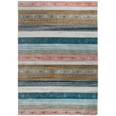 Wollteppich THEKO "Nebraska 2498", bunt, B:140cm H:10mm L:200cm, Wolle, Teppiche, Handweb Teppich, reine Wolle, Gabbeh-Design, gestreift, Wohnzimmer