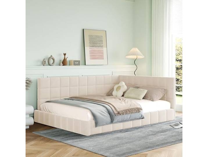 Ball & Cast Schlafsofa (140x200cm) mit Weicher Rückenlehne, Polsterbett aus Hautfreundlichem Samtstoff, Einfach & Zeitsparend Montierbar, Beige