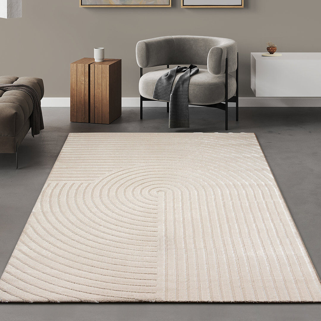17 Stories Rectangle Area Rug Beige Rectangle 140 x 200 cm