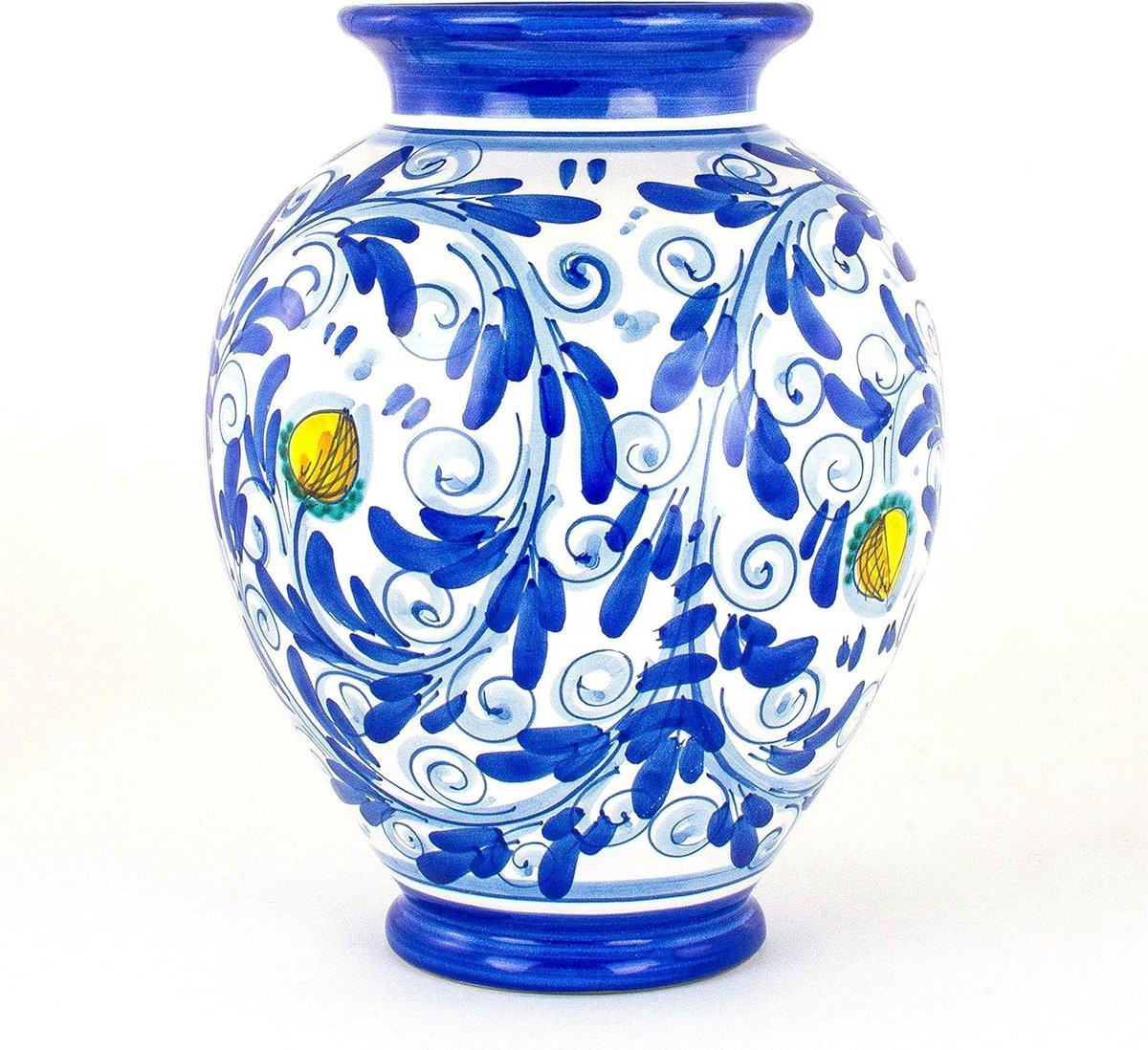 Blauwe handgemaakte keramische vaas voor woonkamerdecoratie, Hoogte: 30 cm