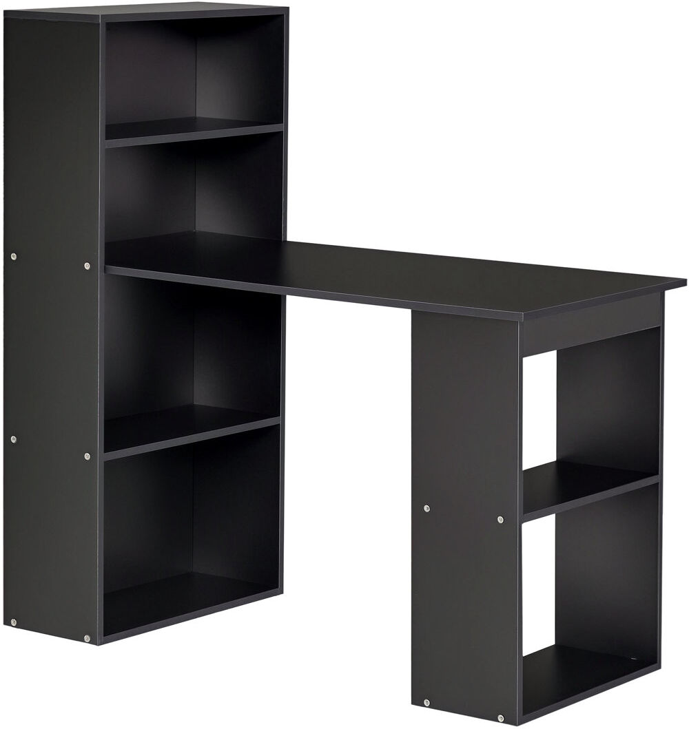 Hashtag Home Carbone 120cm Computer Desk Wooden PC Laptop Table Black 120cm H X 120cm W X 55cm D