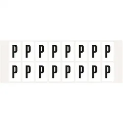 Aufkleber I Buchstabe P, weiß/schwarz, Folie, Schrifthöhe 25mm, 22x36mm, 320 Stück/Packung