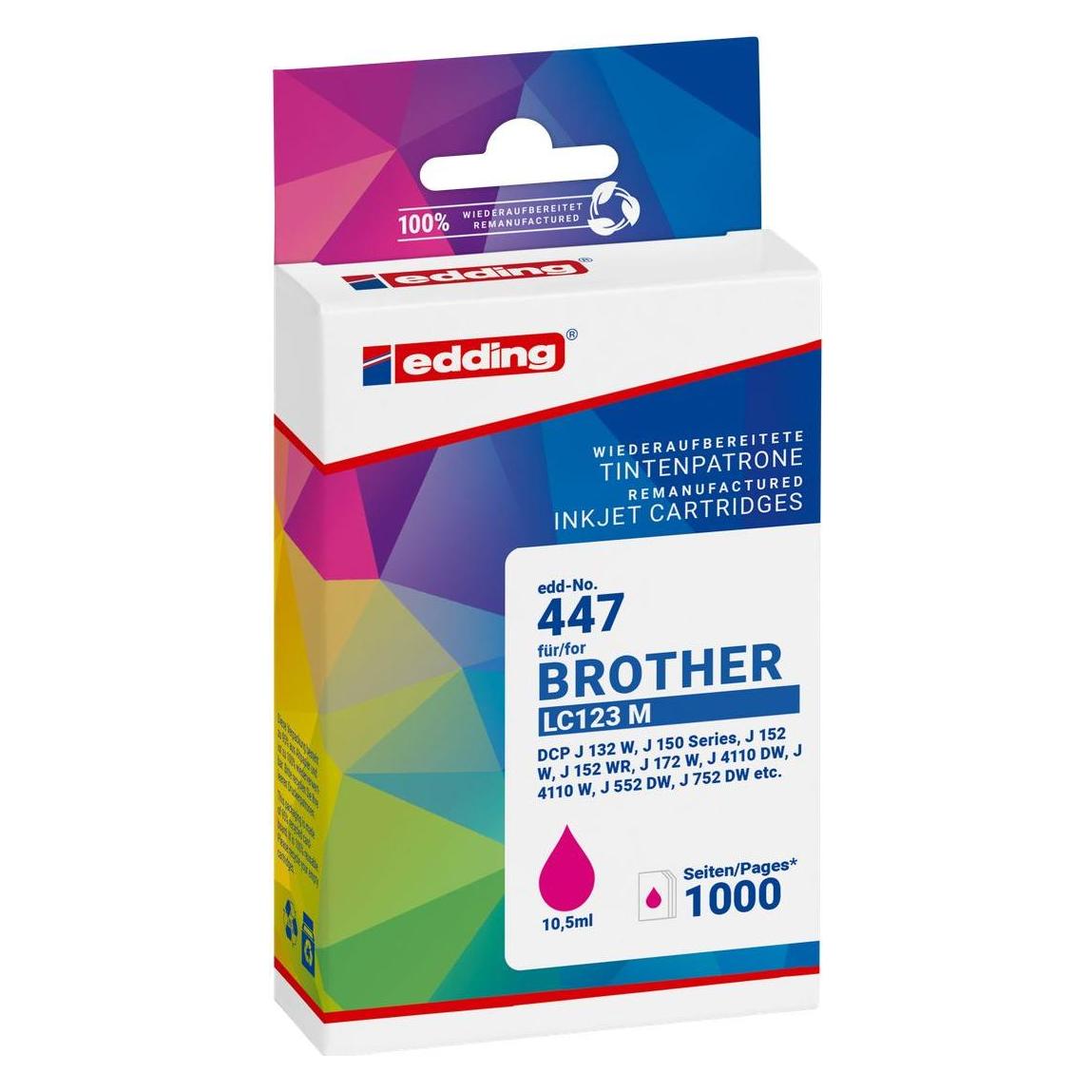 Edding EDD-447 magenta Druckerpatrone kompatibel zu brother LC-123M (M) (18-447/18-447-01)