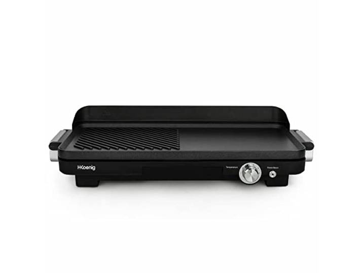 H.Koenig Grill und Plancha GRX330 / Elektrisch und kompakt/Für drinnen und draußen/Antihaftbeschichtung/Fleisch, Fisch, Gemüse