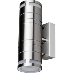 Außen Leuchte Fassaden Wand Lampe Edelstahl Up Down Garten Spot im Set inkl. LED Leuchtmittel