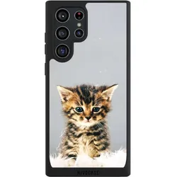 Nivocase Handyhülle für Samsung Galaxy S22 Ultra Hülle NIVOpure Case Schwarz Feder Haustier Katze (Samsung Galaxy S22 Ultra), Smartphone Hülle, Schwarz