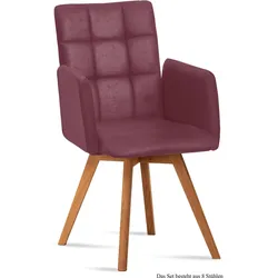 ARMLEHNSTUHL (8er-Set) Dione 52x91x60 Eiche geölt/Marsala