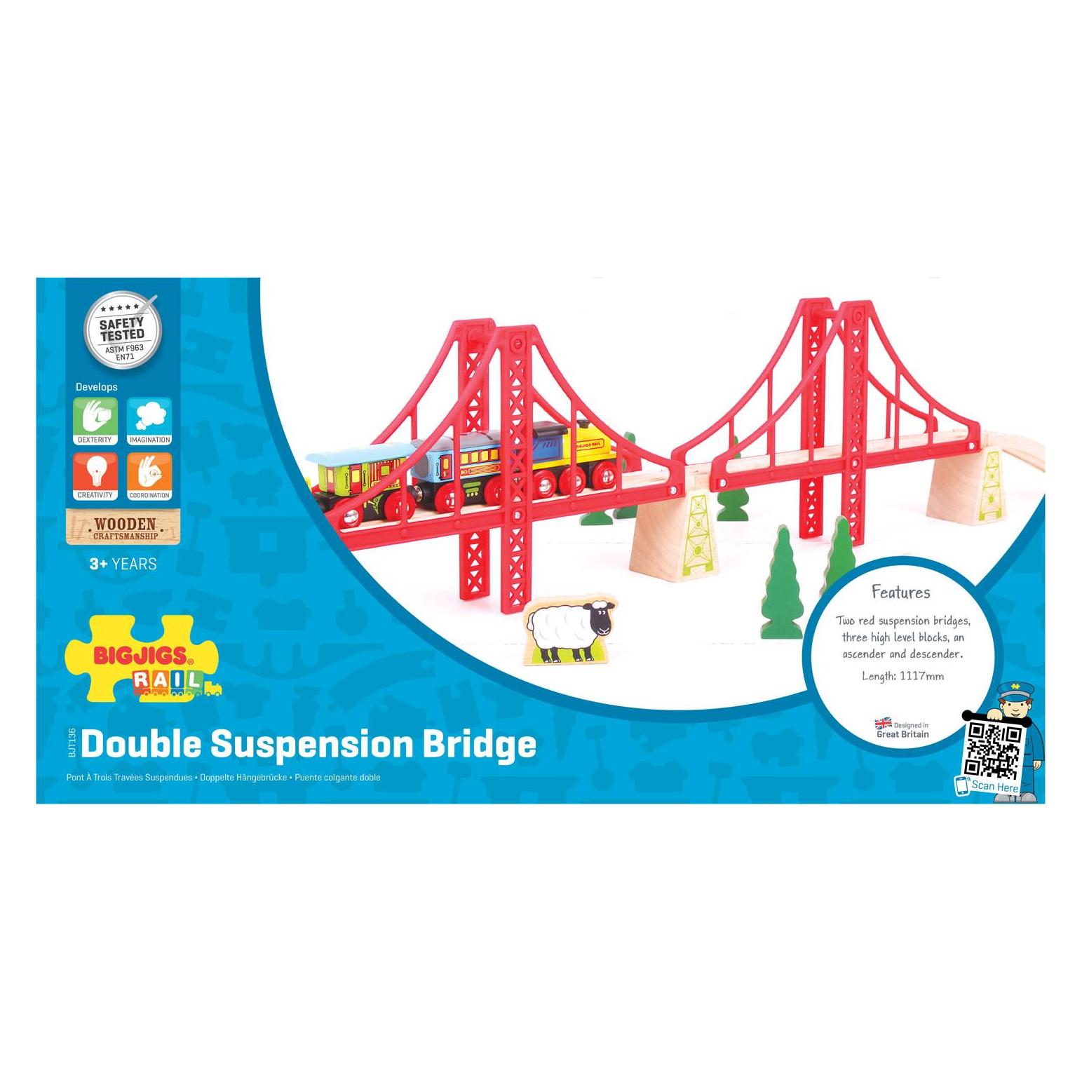 Bigjigs Hölzerne Schienen Doppel-Hängebrücke (BJT136)
