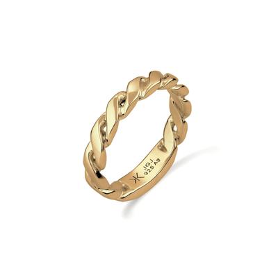 Silberring KUZZOI "Ring Bandring Glieder Design 925 Sterling Silber" Gr. 66, gold, Fingerringe, Herren, 66, Silber 925 (Sterlingsilber), Silberring
