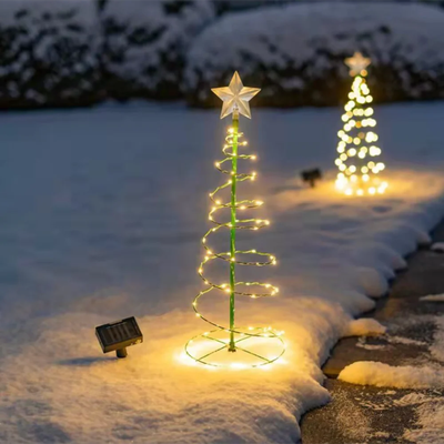 Modern Harvest Tools & Trends Solar Outdoor Christmas Tree Lights: LED Ground Lamp String For Garden DEcor Waterproof IP65 Star Lanterns Emitting Color: WARM WHITE