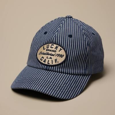 Lucky Brand Striped Lucky Baseball in Blue White Stripe, Size OneSize