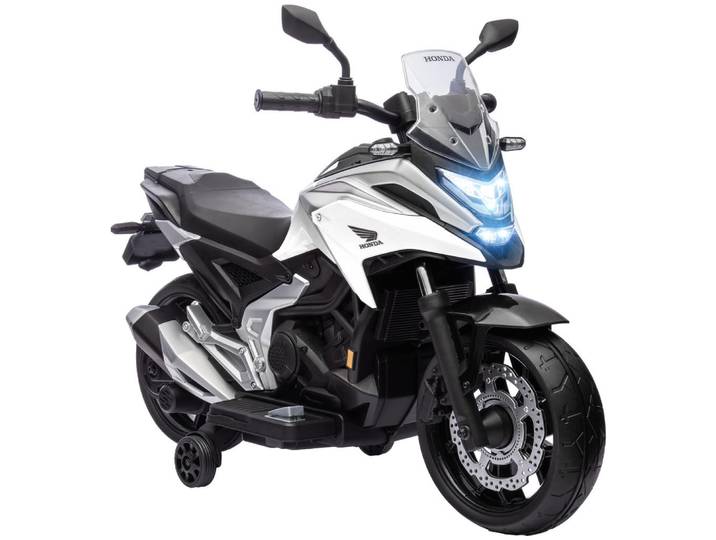 Aiyaplay Kinder Elektro-Motorrad, 12V Kindermotorrad mit Mp3, Usb, LED-Scheinwerfer Weiß, Kunststoff, 46x75x107 cm, unisex, Spielzeug, Kinderfahrzeuge
