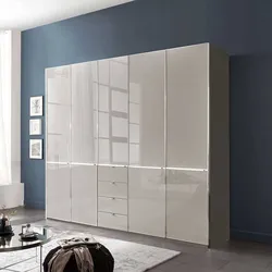 Kleiderschrank modern Schlafzimmerschrank in Hellgrau und Braun