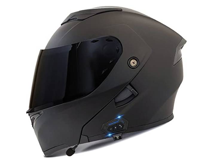 Bluetooth Motorradhelm Motorrad Klapphelm Modularer Helm mit Doppelvisier, ECE Genehmigte Kopfhörer für Automatische Antwort, Vollvisierhelm für Erwachsene Männer Frauen, S-XXL