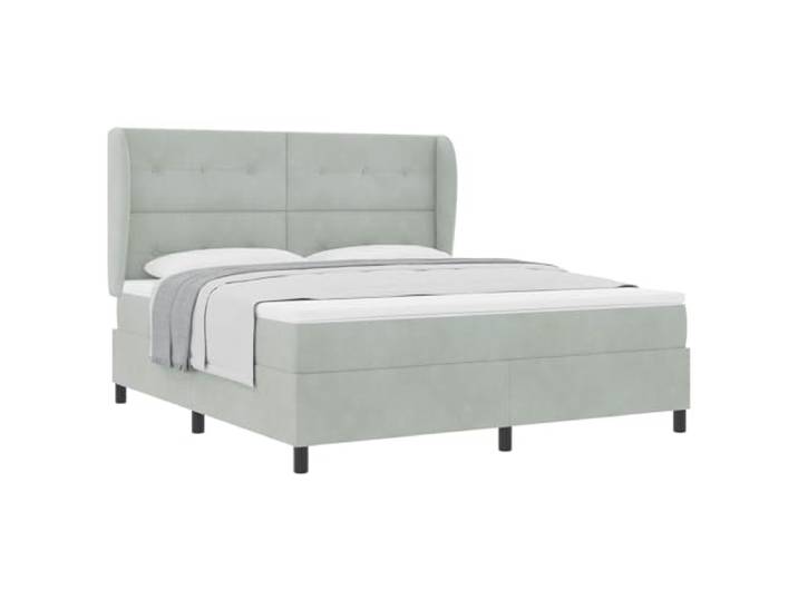 PUGYNBK Boxspringbett, manuell, Hellgrau, 200 x 180 cm Verstellbares Kopfteil, mittlere Festigkeit, Massivholz, einfache Montage