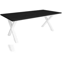 SKRAUT HOME Esstisch, 10 Plätze, 194x90x75cm, Stabil und standfest dank Zarge und massiven Beinen, Farbe Schwarz, Industriestil _ T200BocXBL