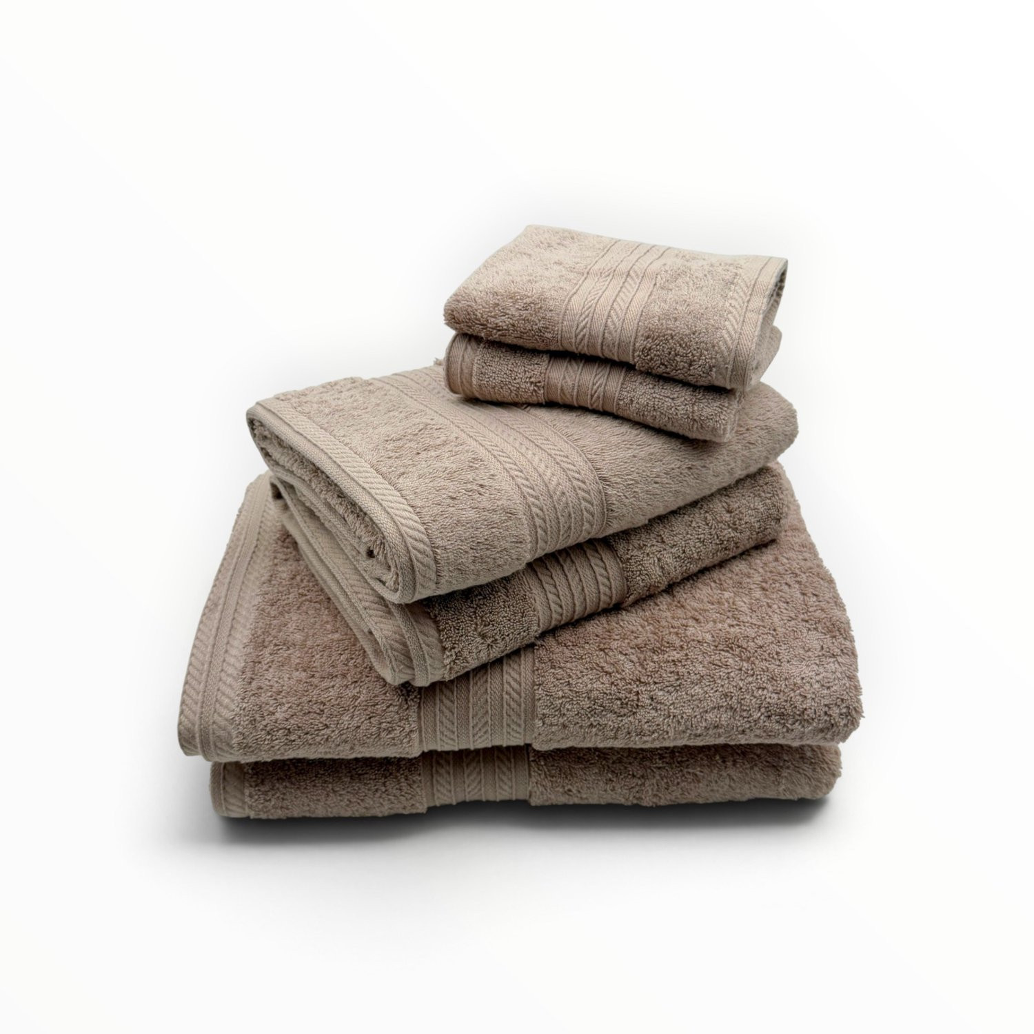 The Linen Room Badkamerset – 6-delig – 100% Egyptisch Katoen – 600 GSM – Taupe