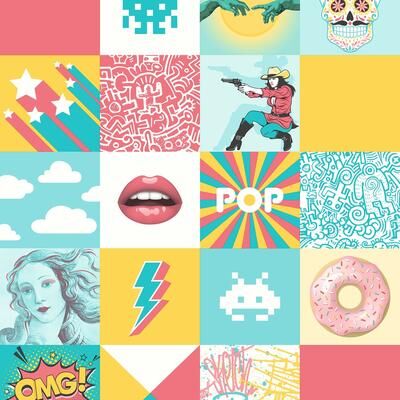 "Veer Decor Pop Art Patchwork Wallpaper - Roll 20.86""x33ft"