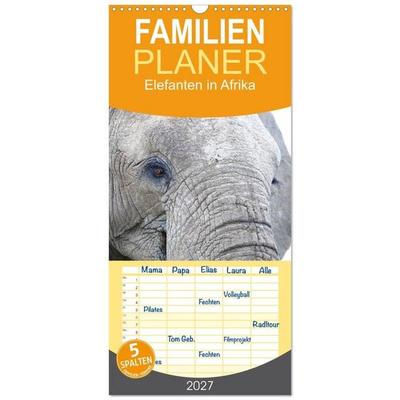 Familienplaner 2027 - Elefanten in Afrika mit 5 Spalten (Wandkalender, 21 x 45 cm) CALVENDO