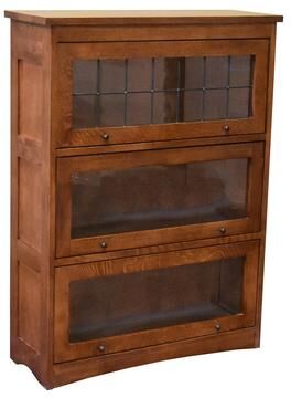 Crafters and Weavers Mission Craftsman Style Oak Barrister Bookcase - 3 Stack