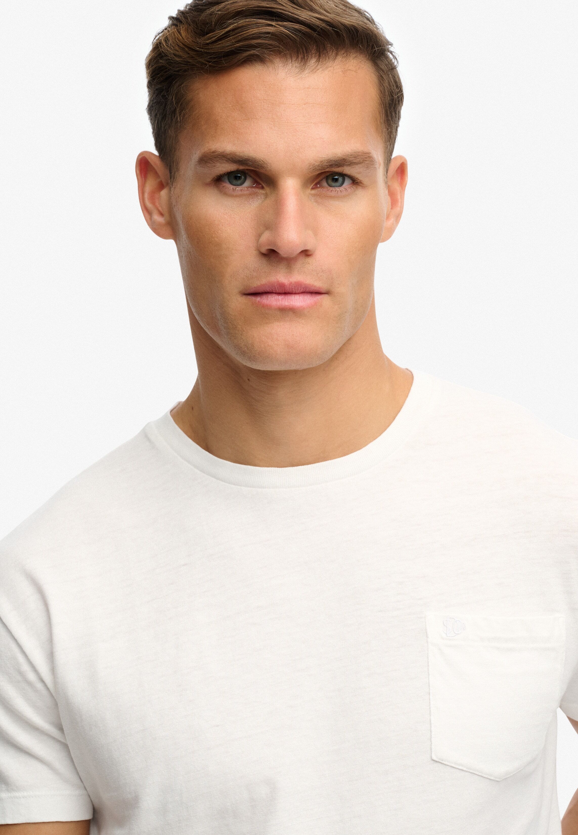 Superdry "COTTON CLASSIC LINEN PKT TEE" Baumwollmischung, relaxed fit aus luftig leichtem Baumwoll-Leinen-Mix lime weiß 3XL
