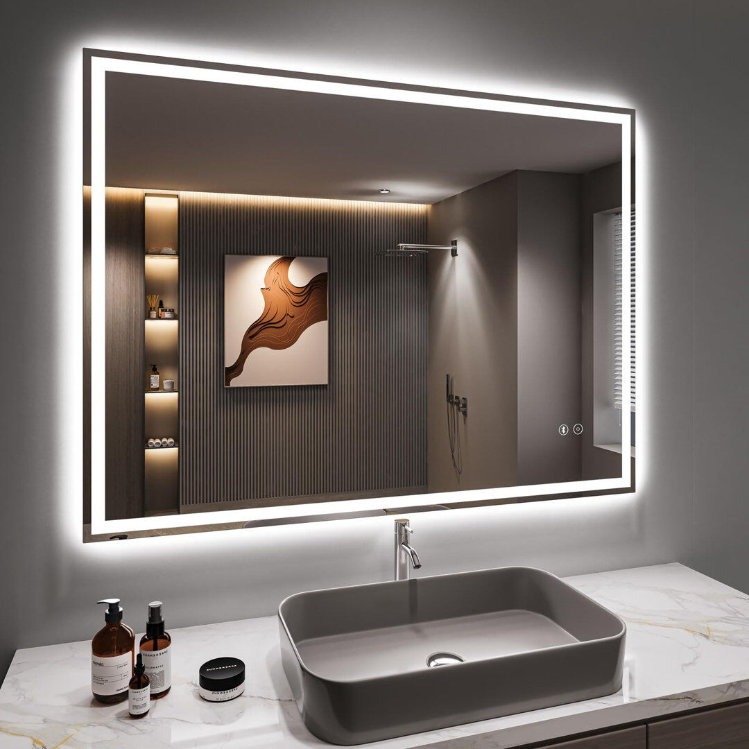 17 Stories Rectangle Makeup / Shaving Mirror W70xH50CM