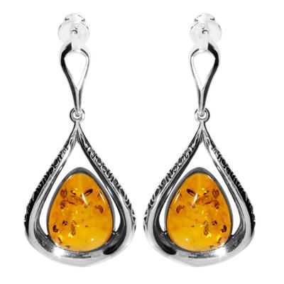 Paar Ohrhänger OSTSEE-SCHMUCK "- Nicoletta - Silber 925/000 - Bernstein" Gr. 37, silber (silber 925, silberfarben, weiß), Ohrringe, Damen, 37, Silber 925 (Sterlingsilber)