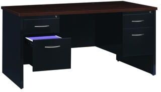 "Hirsh Executive Office Modular Double Pedestal File Office Desk, 30"" D x 60"" W, Black / Walnut"
