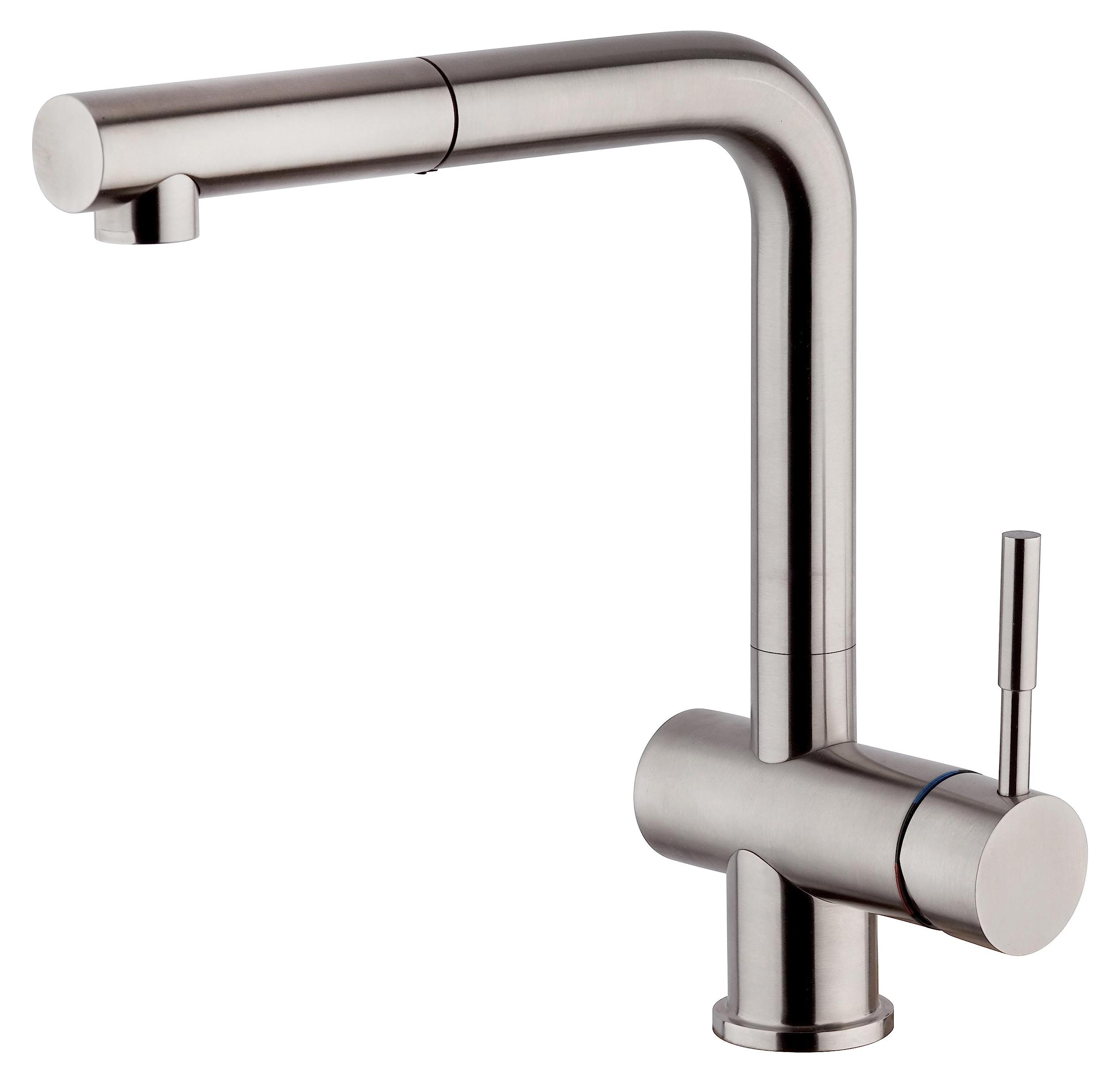 Paini - Einhebelmischer für die Küche, aus Edelstahl, ausziehbare Dusche, modern