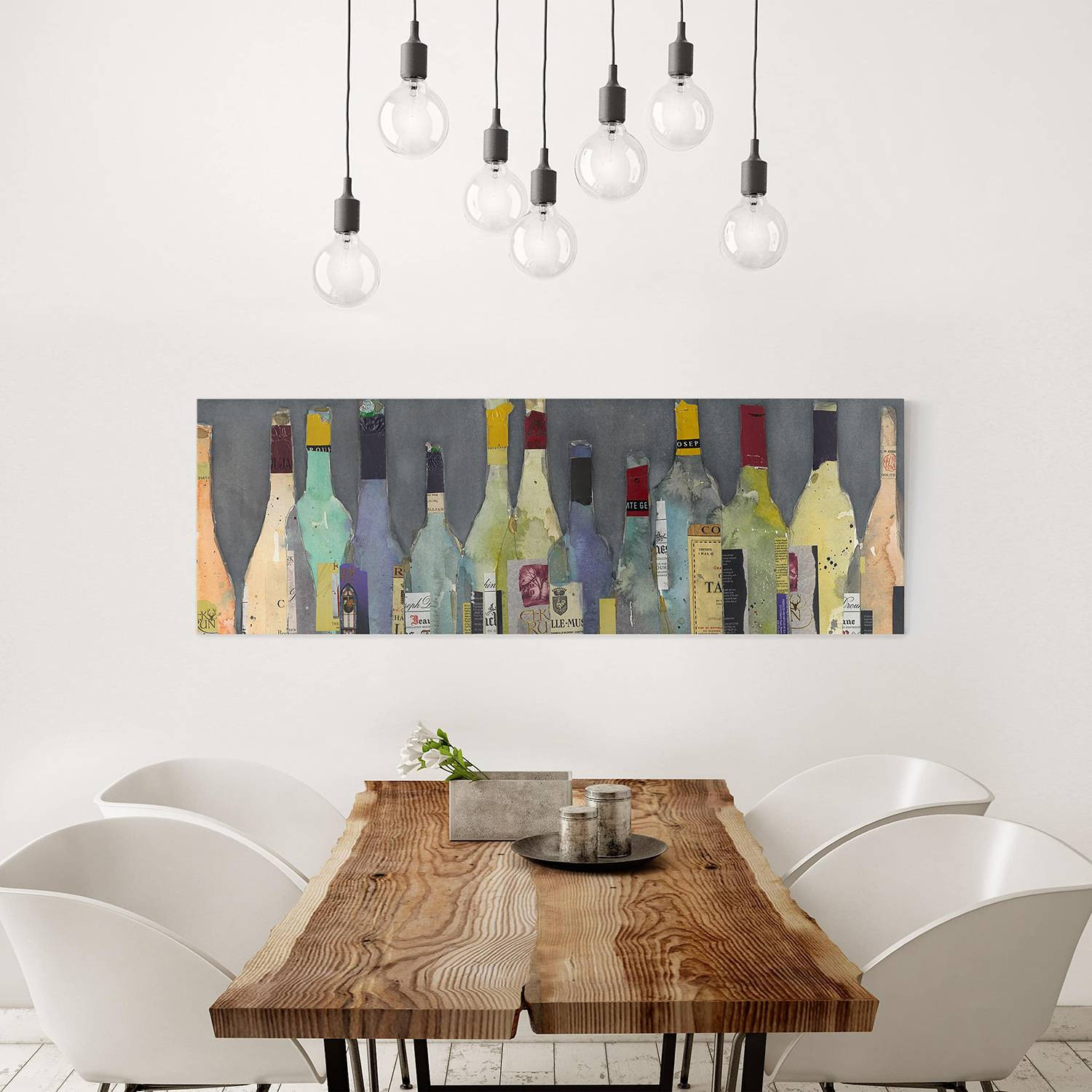 home24 Spirituosen wanddecoratie, abstracte illustratie, blauw, 120 cm