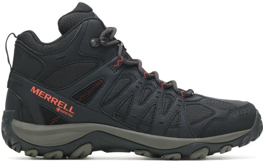 Wanderschuh MERRELL "ACCENTOR 3 SPORT MID GORETEX", Herren, Gr. 42, orange (schwarz, orange), Synthetik, Textil, Schuhe Wanderschuh, wasserdicht schwarz, orange 42