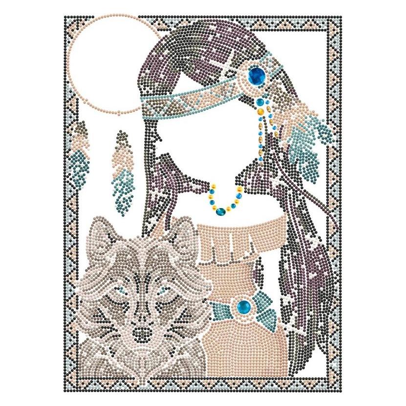 Diamond Dotz Diamant-Kunst-Set indisches Mädchen mit Wolf (DD7.075)