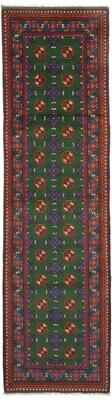 ECARPETGALLERY Hand-knotted Uzbek Kargahi Green Wool Rug - 2'8 x 9'7