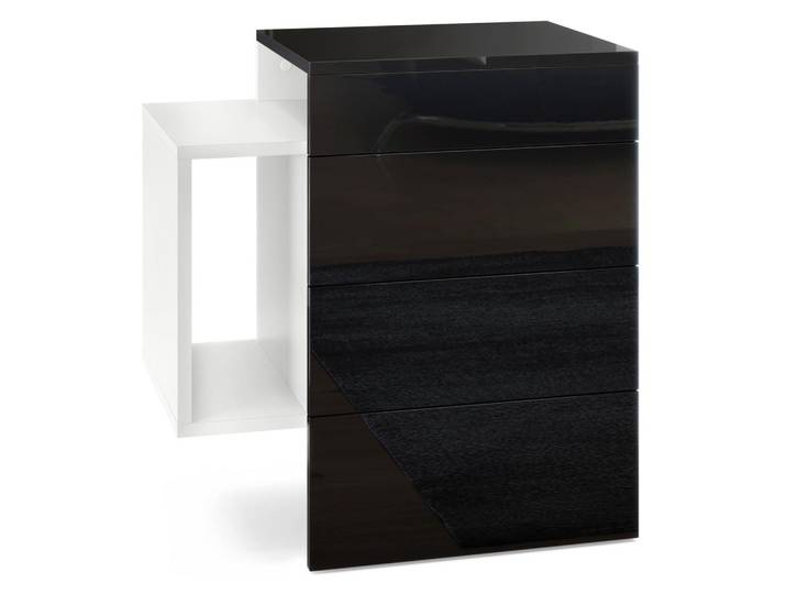 NACHTTISCH Queens Front in Schwarz Hochglanz