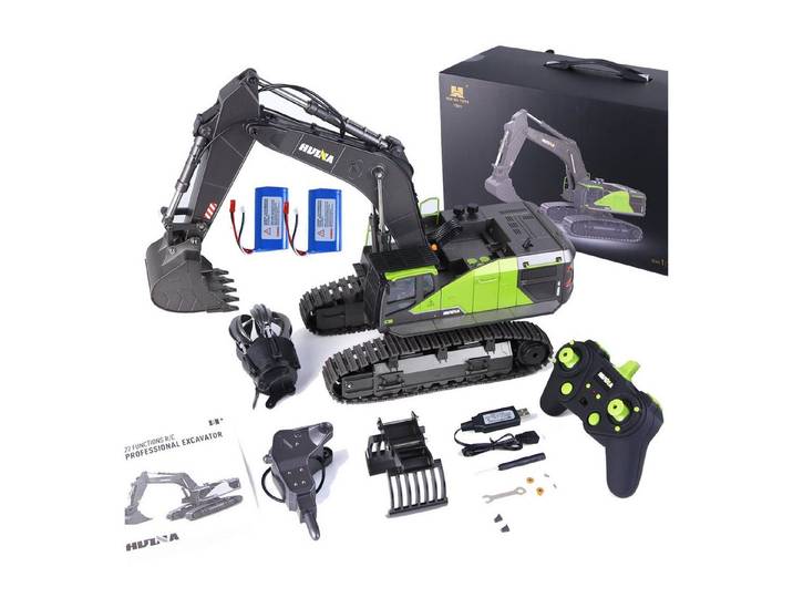 Esun RC-Bagger Ferngesteuerter bagger spielzeug, rc bagger baustellenfahrzeuge kinder (SET, Komplettset), 1:14Metallschaufel ferngesteuert mit 2 Akku und 3 Anbaugeräte