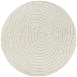 Runder Hotelzimmer Teppich CETINA Polypropylen Polyester 14mm Gästezimmer pflegeleicht Büroteppich 120x120 cm Creme | Kadima Design