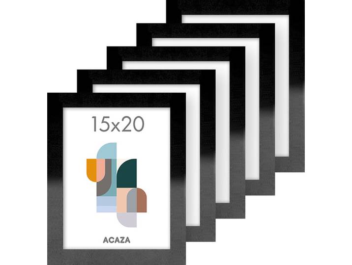 ACAZA Fotolijst - Fotokader - Fotolijst 15x20 cm - Fotokader 15x20cm - Set van 5 - MDF Hout - Zwart