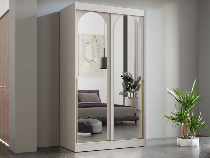 Compleo Schwebetürenschrank mit Spiegel, 120 cm breit LUCY, Modern/Japandi/ Glamour-Stil
